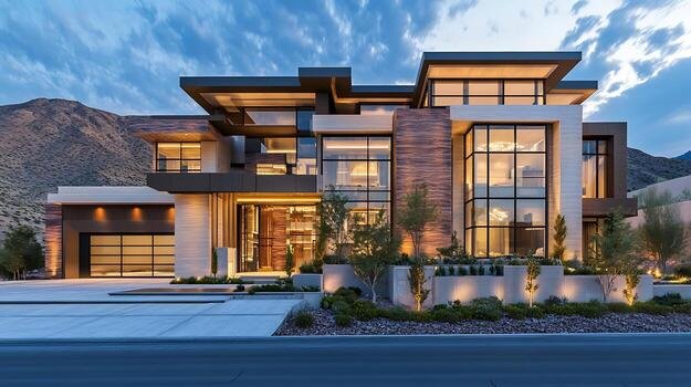 Shops elegant modern house design with intricate architectural elements in hd free photo
