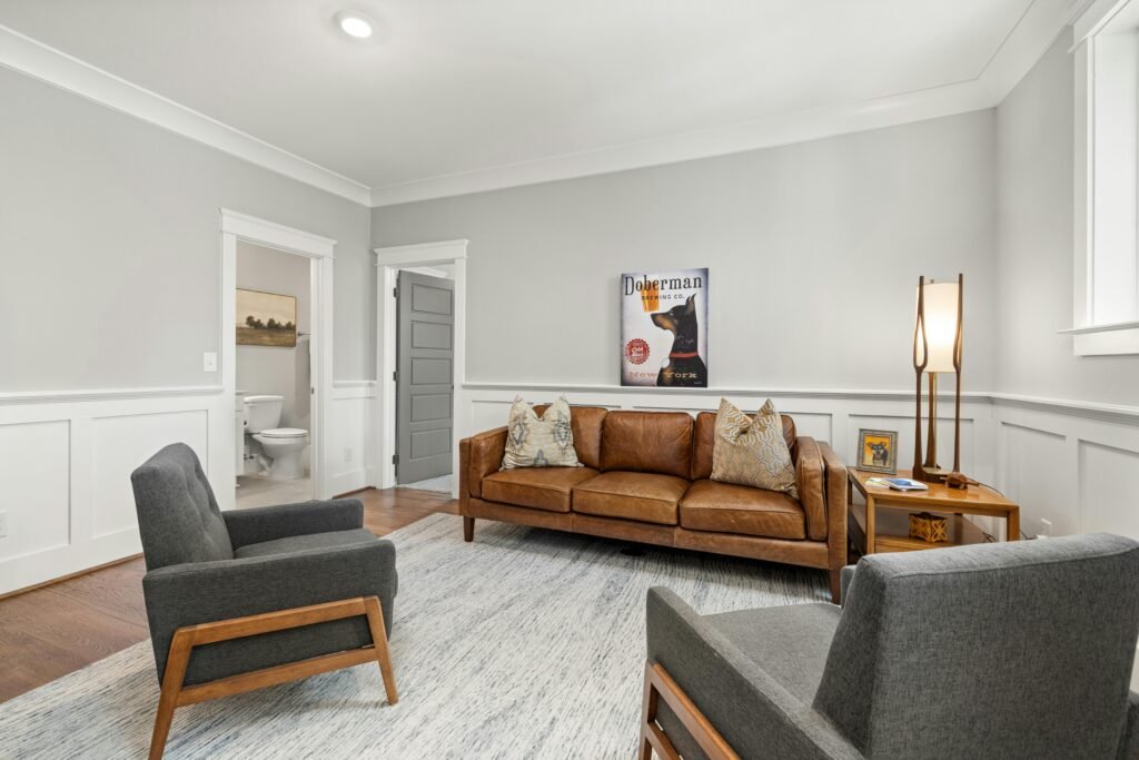 free photo of cozy modern living room interior design